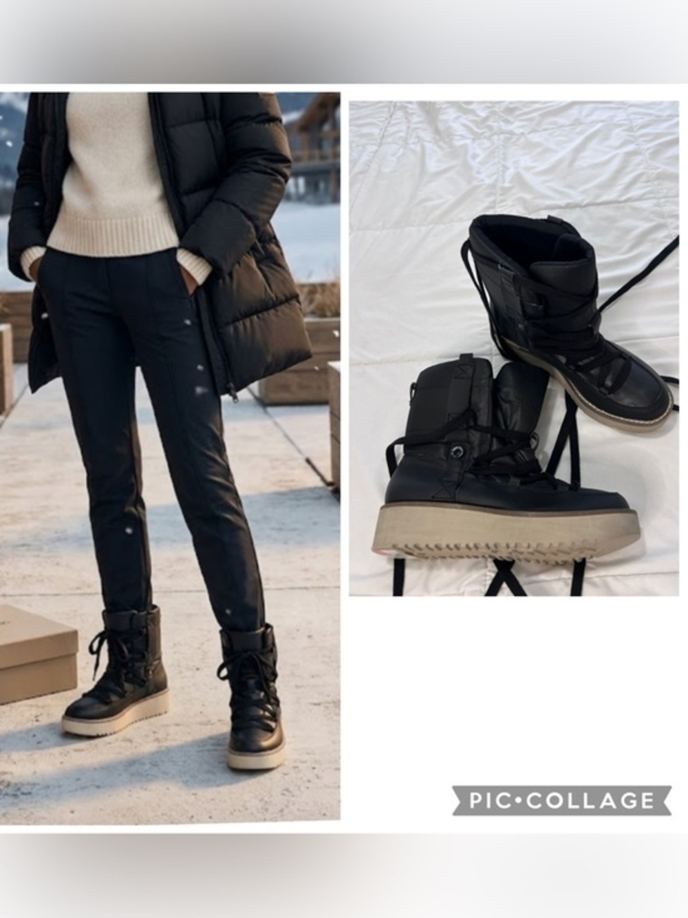 Calvin Klein Black Platform Lace-Up Winter Boots size 7